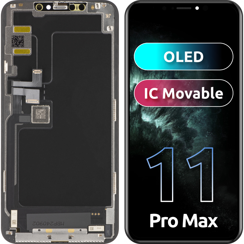 Display touchscreen JK per Apple iPhone 11 Pro Max, con cornice, versione OLED, nero 