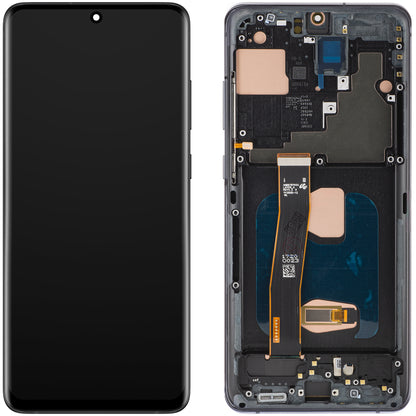 Display con Touchscreen MP compatibile con Samsung Galaxy S20 Ultra G988, con Cornice, Versione OLED, Nero
