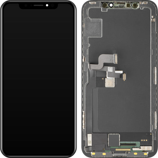Display con Touchscreen MP compatibile con Apple iPhone X, con Cornice, Versione Soft OLED FHD, Nero