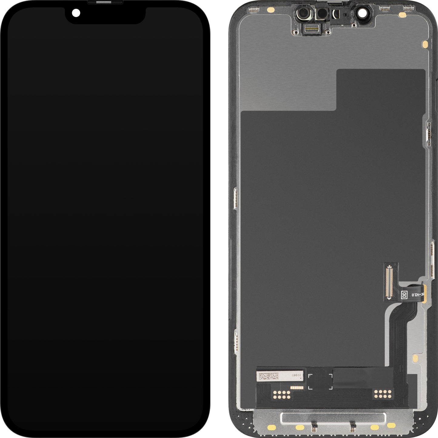 Display con Touchscreen MP compatibile con Apple iPhone 13, con Cornice, Versione Soft OLED IC Movable FHD, Nero