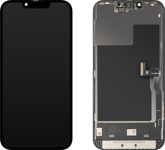 Display con Touchscreen MP compatibile con Apple iPhone 13 Pro, con Cornice, Versione Soft OLED IC Movable 120Hz FHD, Nero