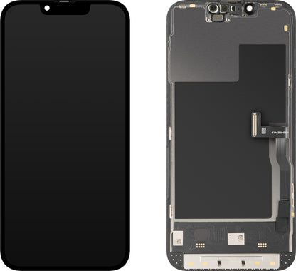 Display con Touchscreen MP compatibile con Apple iPhone 13 Pro, con Cornice, Versione Soft OLED 120Hz FHD Diagnostic, Nero