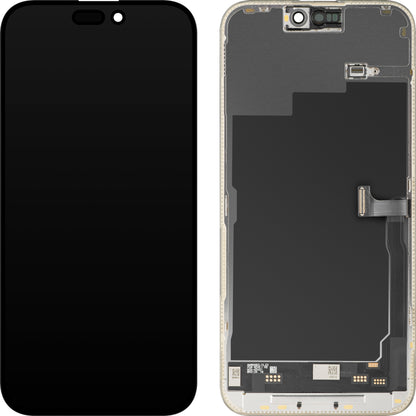 Display con Touchscreen MP compatibile con Apple iPhone 15 Pro Max, con Cornice, Versione Soft OLED IC Movable 120Hz FHD, Nero
