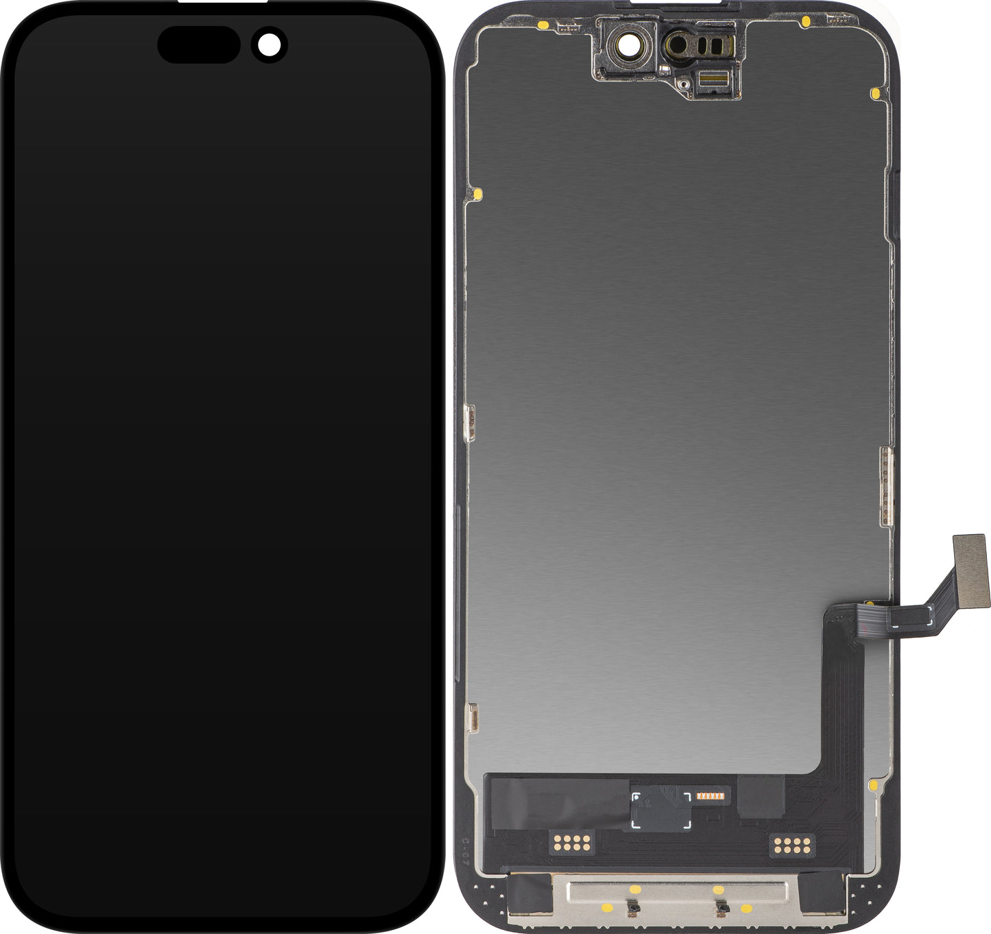 Display con Touchscreen MP compatibile con Apple iPhone 15, con Cornice, Versione Soft OLED FHD IC Movable, Nero