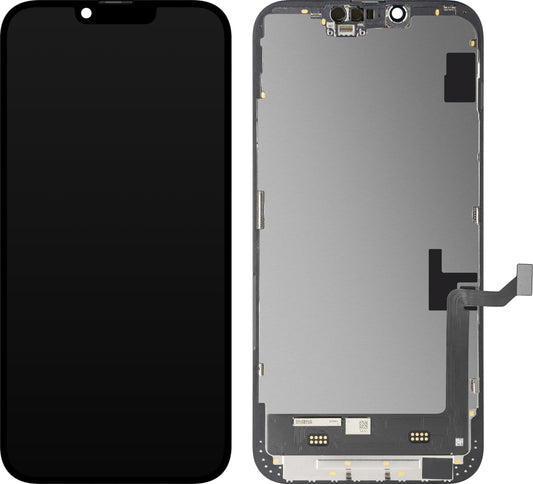 Display con Touchscreen MP compatibile con Apple iPhone 14 Plus, con Cornice, Versione Soft OLED FHD IC Movable, Nero
