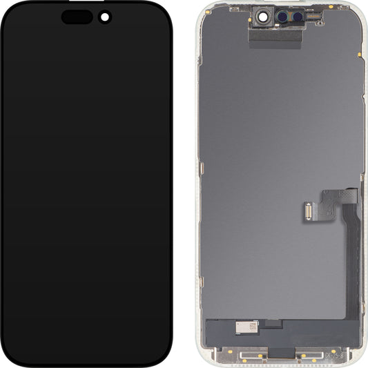 Display con Touchscreen MP compatibile con Apple iPhone 16 Pro, con Cornice, Versione OLED FHD IC Movable, Nero