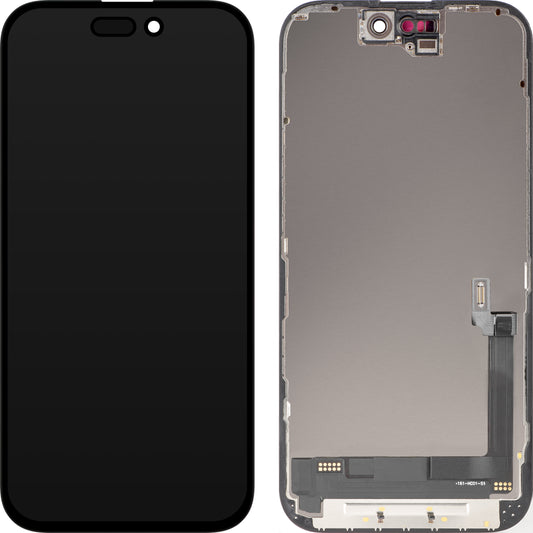 Display con Touchscreen MP compatibile con Apple iPhone 16, con Cornice, Versione OLED FHD Diagnostica, Nero