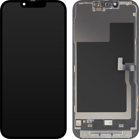 Display con Touchscreen MP compatibile con Apple iPhone 13 Pro, con Cornice, Versione Premium Soft OLED FHD 120Hz, Nero