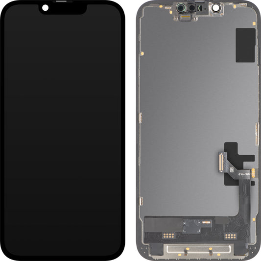 Display con Touchscreen MP compatibile con Apple iPhone 16e, con Cornice, Versione Soft OLED FHD 120Hz IC Movable, Nero