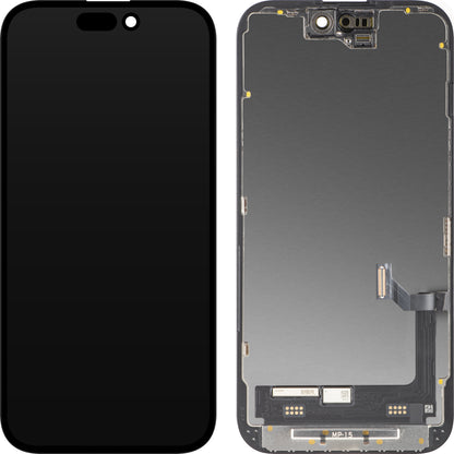 Display con Touchscreen MP compatibile con Apple iPhone 15, con Cornice, Versione Premium Soft OLED FHD 120Hz Diagnostico, Nero