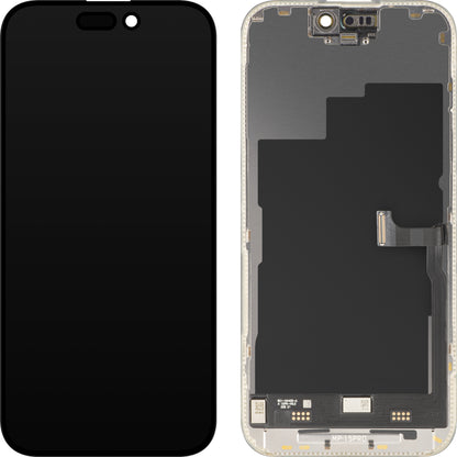 Display con Touchscreen MP compatibile con Apple iPhone 15 Pro, con Cornice, Versione Premium Soft OLED FHD 120Hz Diagnostico, Nero