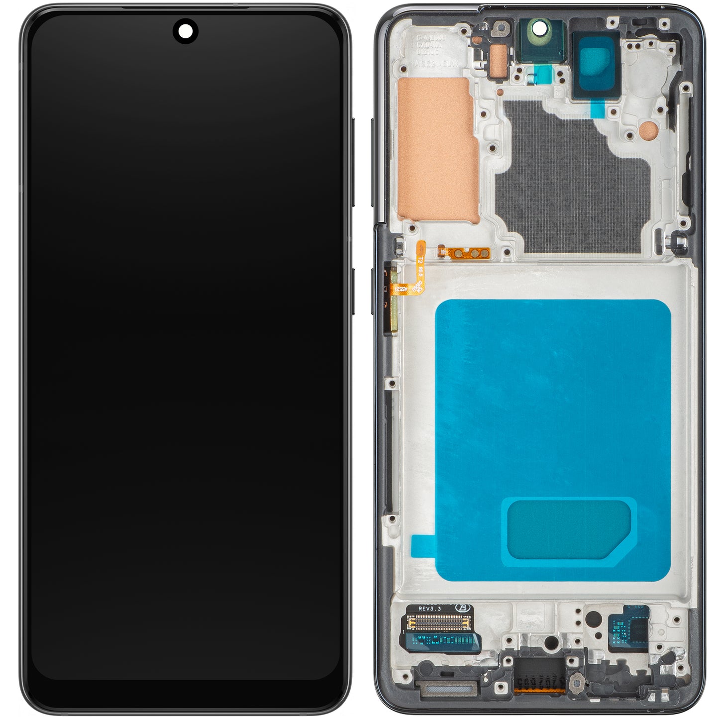 Display con Touchscreen MP compatibile con Samsung Galaxy S21 5G G991, con Cornice, Nero