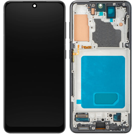 Display con Touchscreen MP compatibile con Samsung Galaxy S21 5G G991, con Cornice, Nero