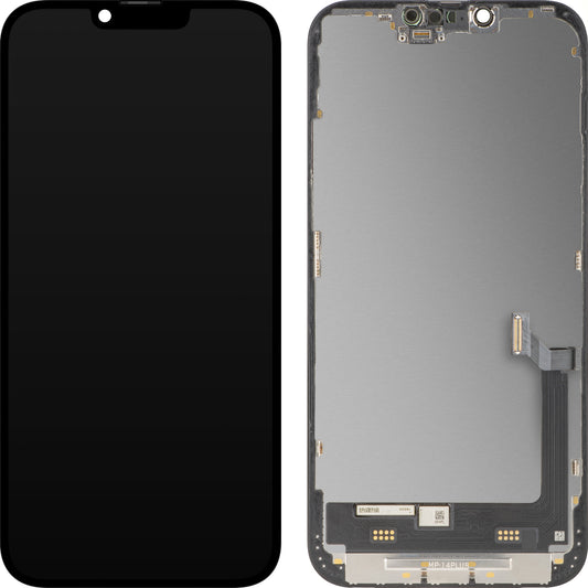 Display con Touchscreen MP compatibile con Apple iPhone 14 Plus, con Cornice, Versione Premium Soft OLED FHD 120Hz Diagnostica, Nero