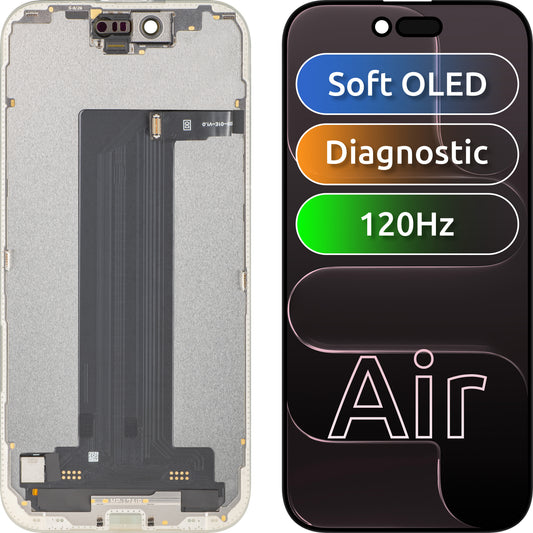 Display con Touchscreen MP compatibile con Apple iPhone 17 Air, con Cornice, Versione Software OLED FHD 120Hz Diagnostica, Nero