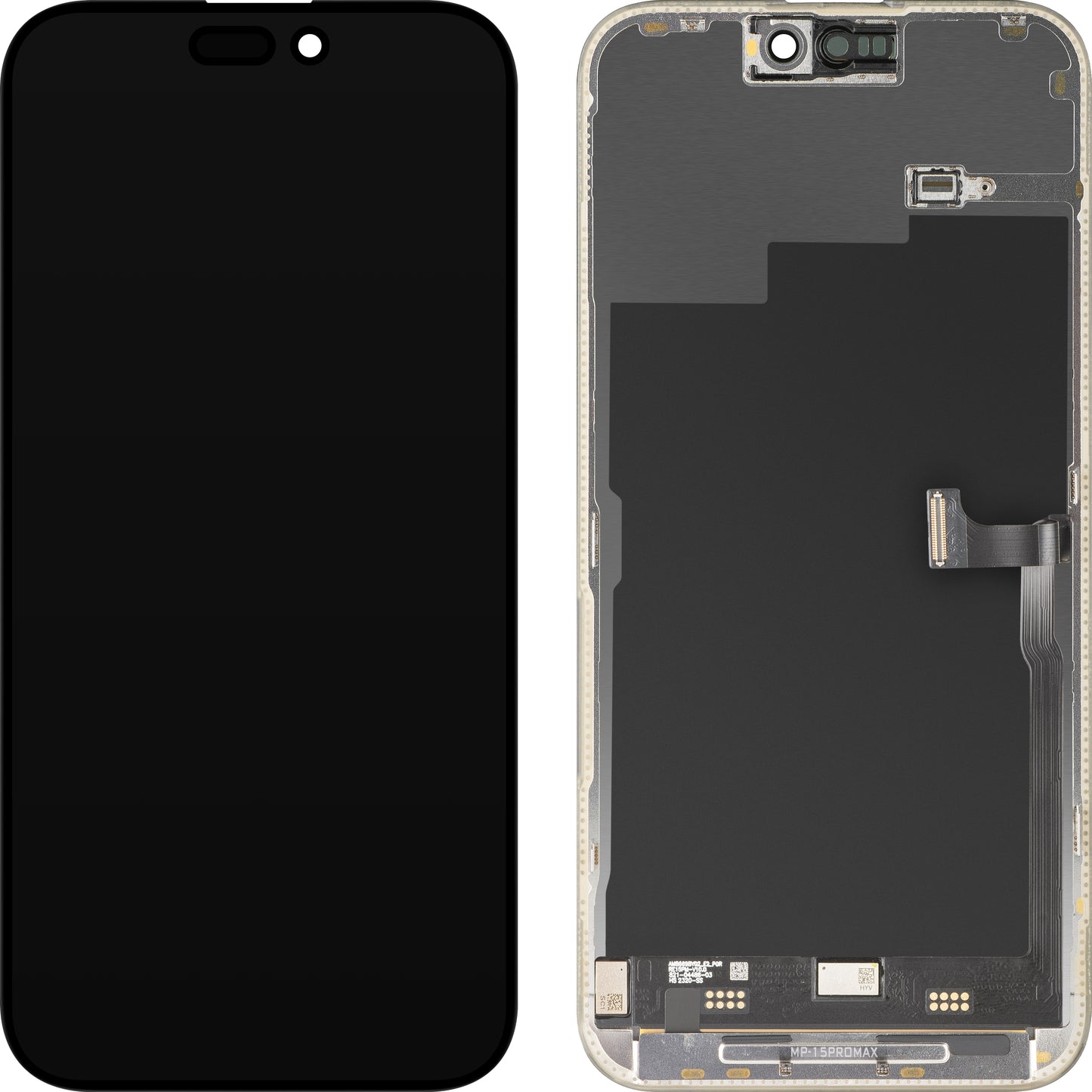 Display con Touchscreen MP compatibile con Apple iPhone 15 Pro Max, con Cornice, Versione Premium Soft OLED FHD 120Hz Diagnostico, Nero, Ricondizionato