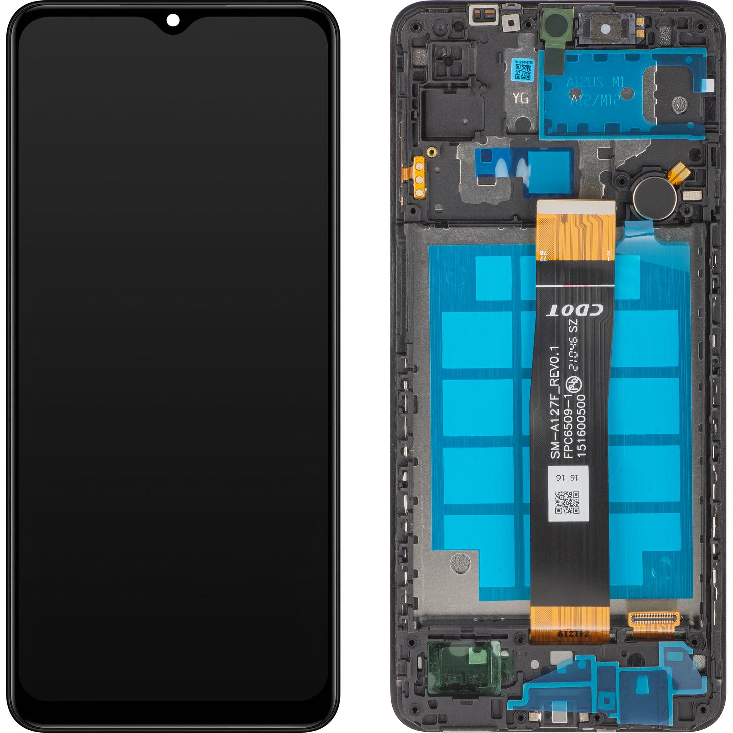 MP Display touchscreen compatibile con Samsung Galaxy A12 Nacho A127, con cornice, nero