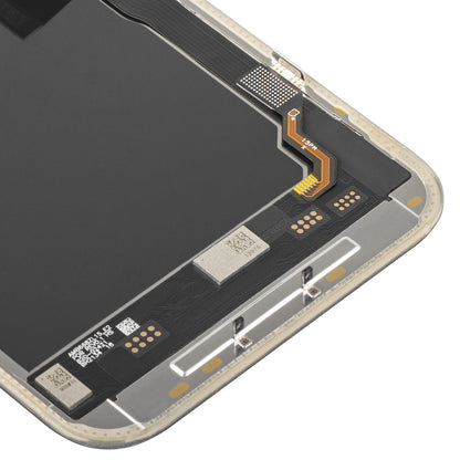 Display con Touchscreen MP compatibile con Apple iPhone 15 Pro Max, con Cornice, Versione Soft OLED IC Movable 120Hz FHD, Nero