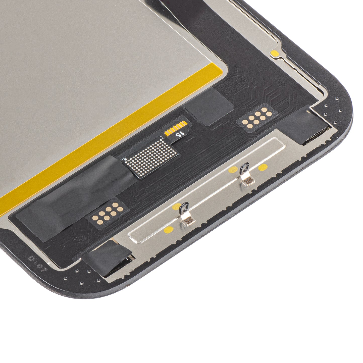 Display con Touchscreen MP compatibile con Apple iPhone 15, con Cornice, Versione Soft OLED FHD IC Movable, Nero
