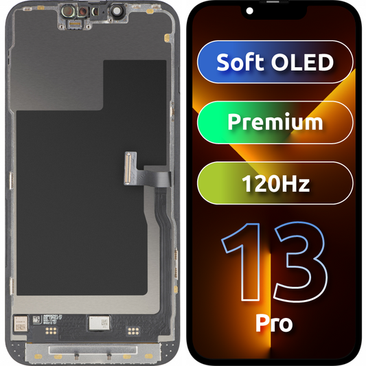 Display con Touchscreen MP compatibile con Apple iPhone 13 Pro, con Cornice, Versione Premium Soft OLED FHD 120Hz, Nero