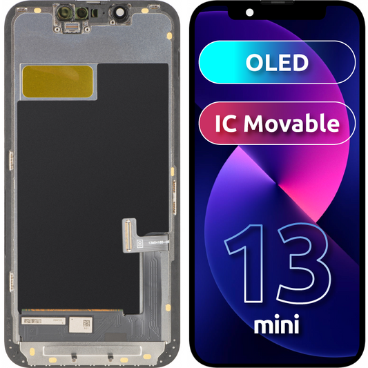 Display con Touchscreen MP compatibile con Apple iPhone 13 mini, con Cornice, Versione OLED FHD IC Movable, Nero