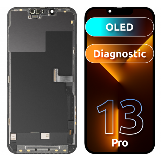 Display con Touchscreen MP compatibile con Apple iPhone 13 Pro, con Cornice, Versione OLED FHD Diagnostic, Nero