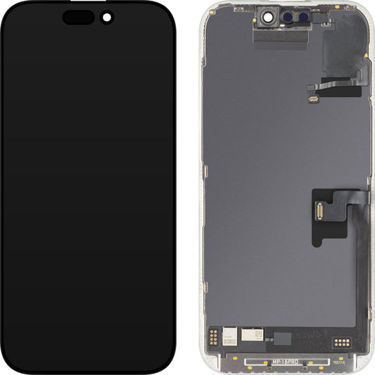 Display con Touchscreen e Sensore di Prossimità Luce MP compatibile con Apple iPhone 16 Pro, con Cornice, Versione Software OLED FHD 120Hz Diagnostica, Nero