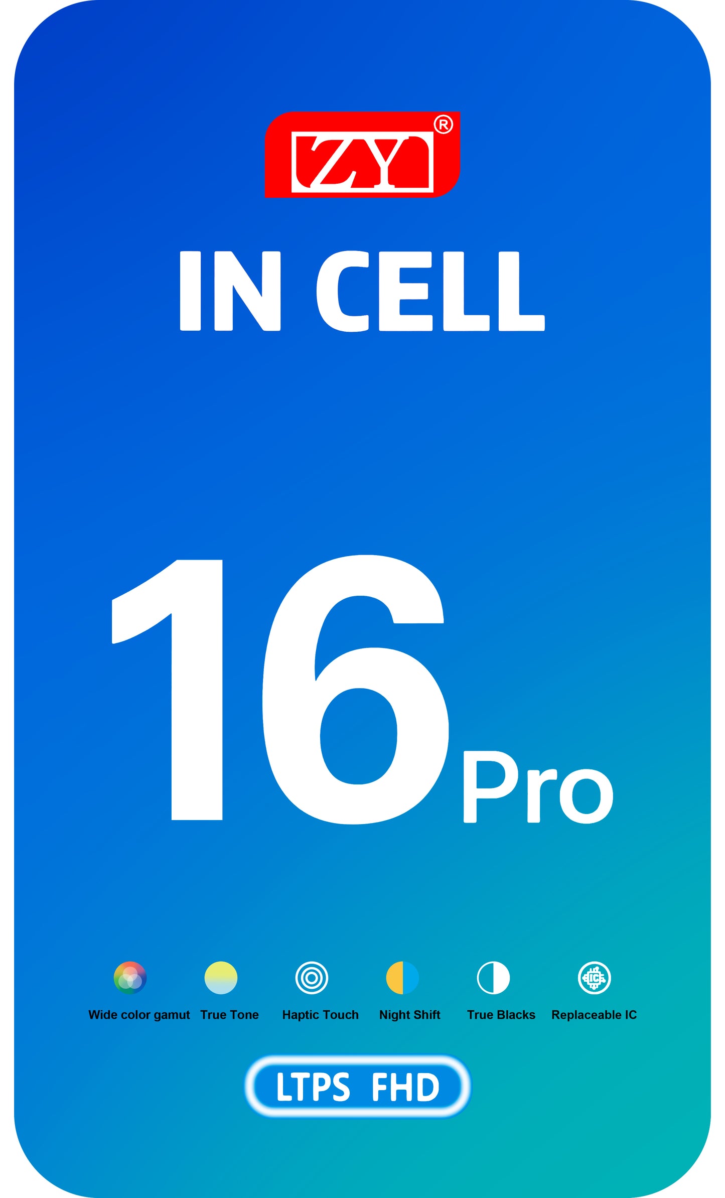 Display con Touchscreen ZY per Apple iPhone 16 Pro, con Cornice, Versione LCD In-Cell IC Movable, Nero