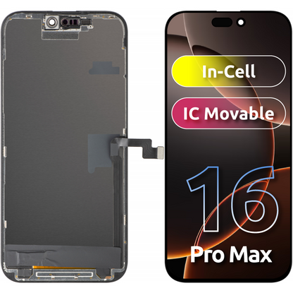 Display con Touchscreen ZY per Apple iPhone 16 Pro Max, con Cornice, Versione LCD In-Cell IC Movable, Nero