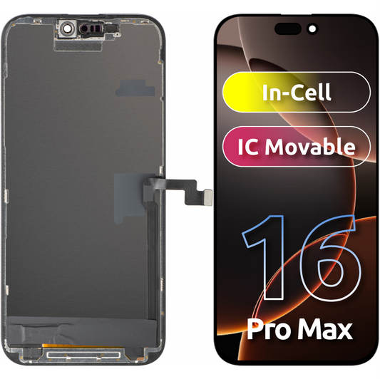 Display con Touchscreen ZY per Apple iPhone 16 Pro Max, con Cornice, Versione LCD In-Cell IC Movable, Nero