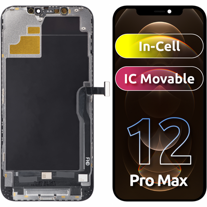 ZY Display touchscreen per Apple iPhone 12 Pro Max, con cornice, versione LCD mobile IC In-Cell, nero 