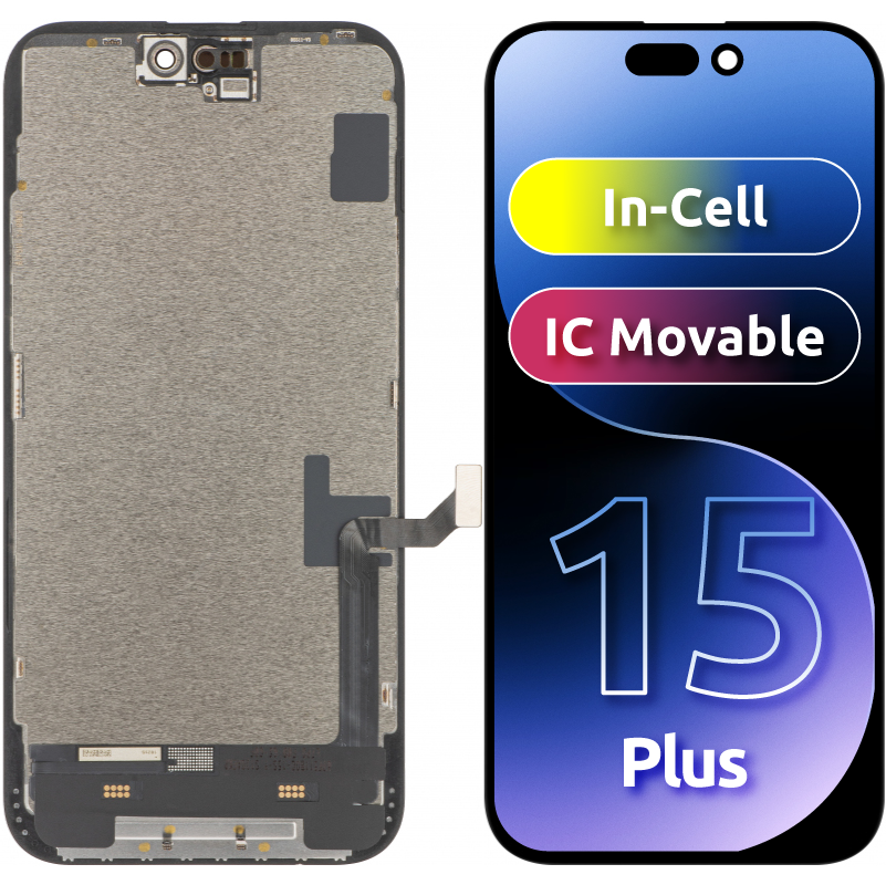 Display con Touchscreen ZY per Apple iPhone 15 Plus, con Cornice, Versione LCD In-Cell IC Movable, Nero