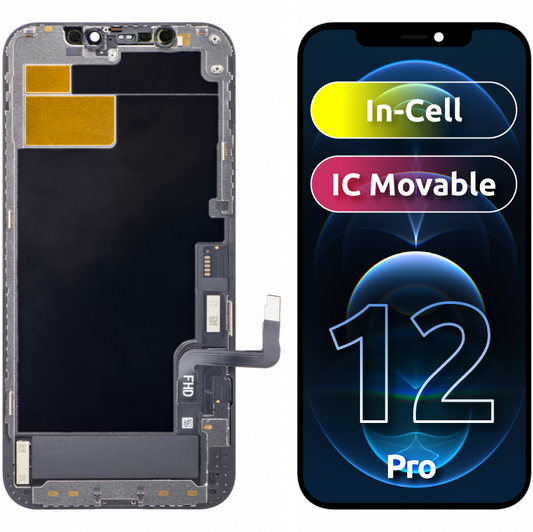ZY Display touchscreen per Apple iPhone 12 / 12 Pro, con cornice, versione LCD mobile IC In-Cell, nero