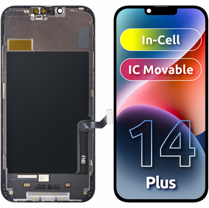 ZY Display touchscreen per Apple iPhone 14 Plus, con cornice, LCD In-Cell IC mobile, nero 