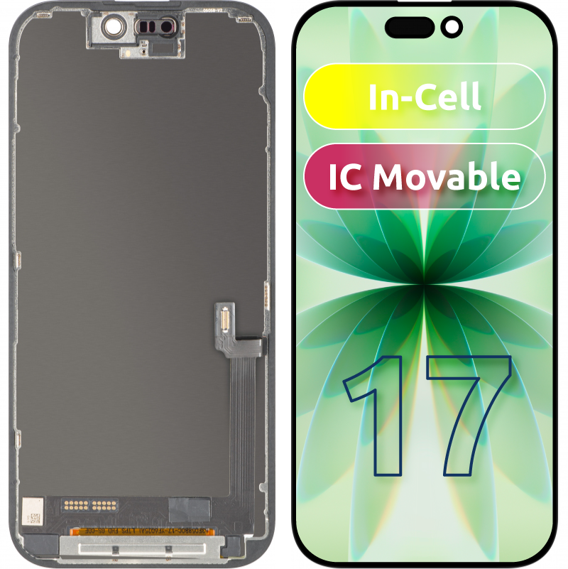 Display con Touchscreen ZY per Apple iPhone 17, con Cornice, Versione LCD In-Cell IC Movable, Nero