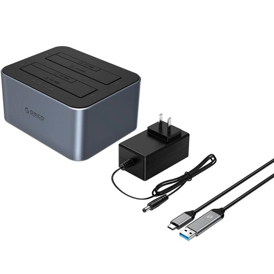 Docking Station Orico 6626C3-C-V1 2-Drive per HDD / SSD SATA 2.5 pollici / 3.5 pollici, Grigio