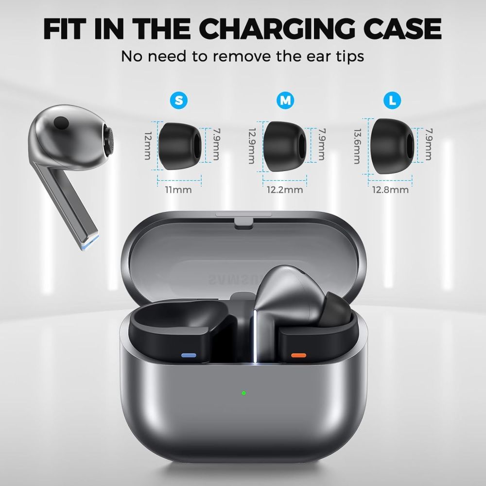 Tappi Tech-Protect per Samsung Galaxy Buds3 Pro, Taglia S / M / L, Neri