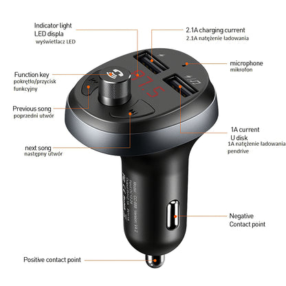 Modulatore FM Bluetooth McDodo, 2 x USB-A