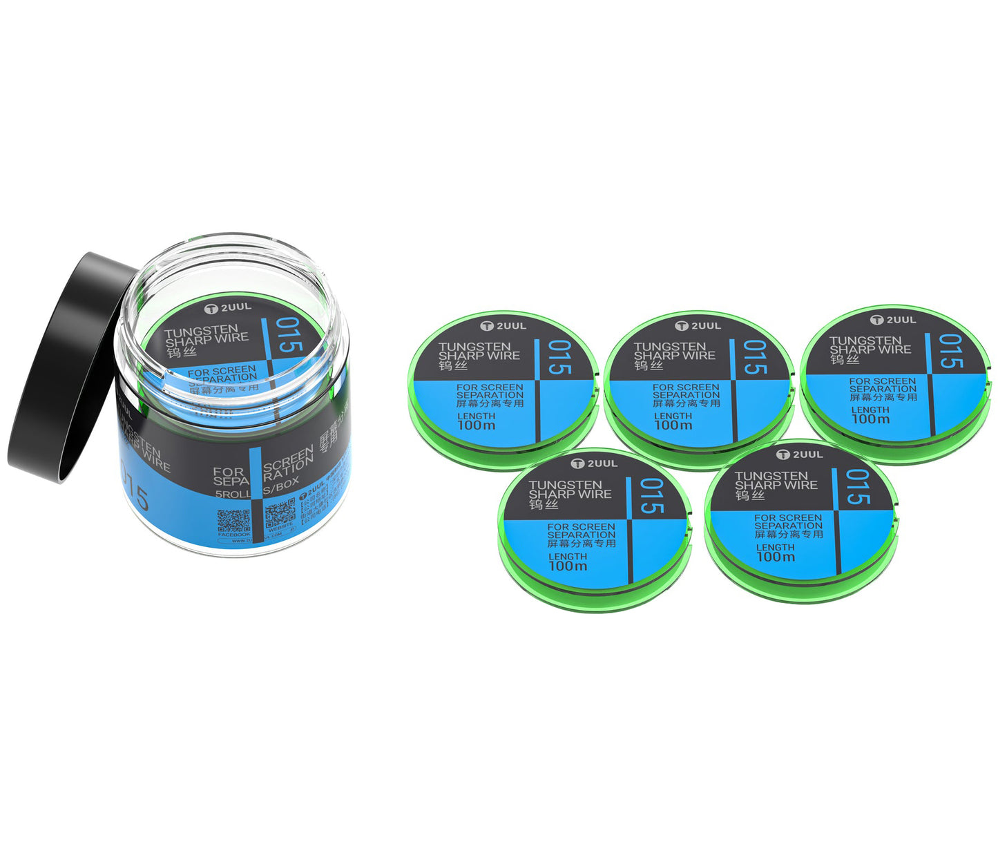 Filo Tungsteno 2UUL WS-015, 0,015mm, 100m, Set 5 pezzi