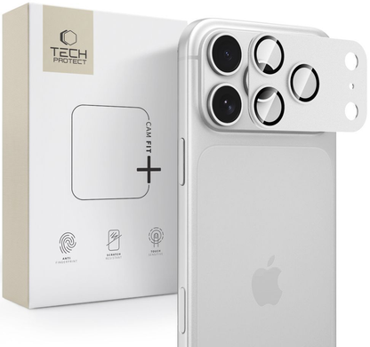 Pellicola protettiva per fotocamera posteriore Tech-Protect CamFull Fit+ per Apple iPhone 18 Pro Max, vetro temperato, argento