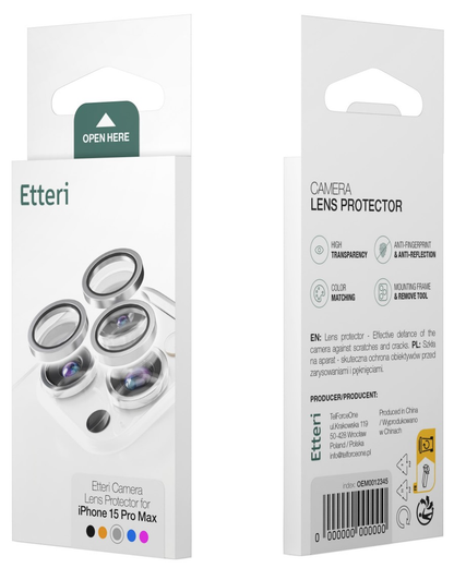 Etteri Rear Camera Protective Film for Apple iPhone 16 Pro Max / 16 Pro, Tempered Glass, Bronze