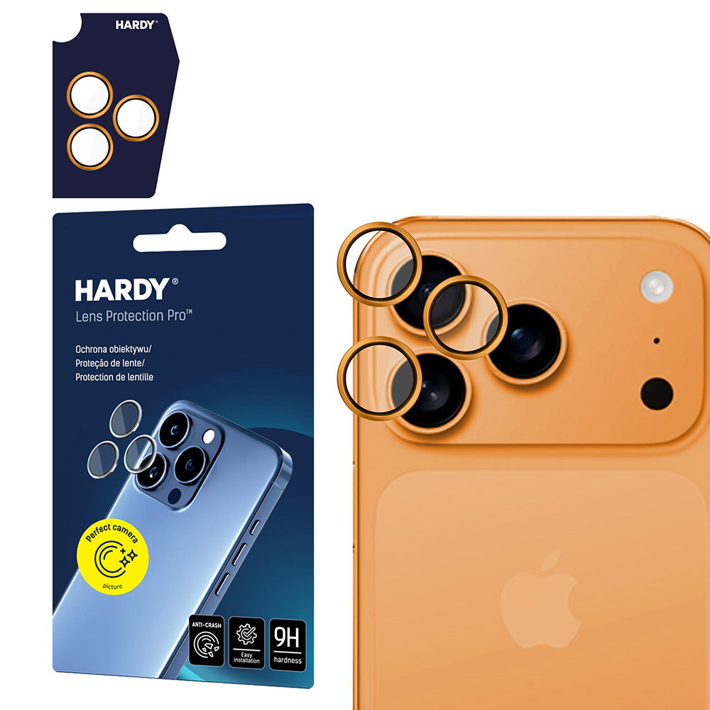 Pellicola Protettiva Posteriore Camera 3MK Hardy Protection Pro per Apple iPhone 17 Pro Max / 17 Pro, Vetro Temperato, Arancione