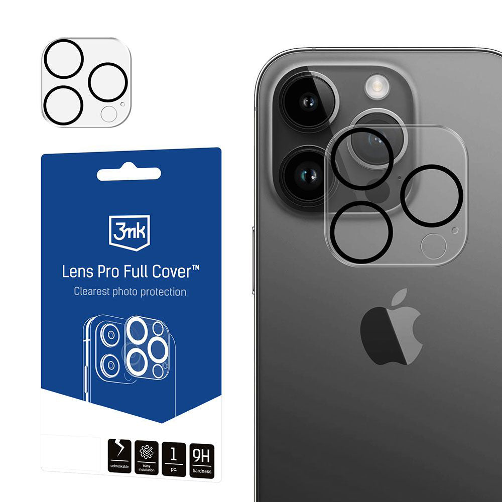 Pellicola protettiva per fotocamera posteriore 3MK Pro Full Cover per Apple iPhone 13 Pro, Vetro temperato, Trasparente