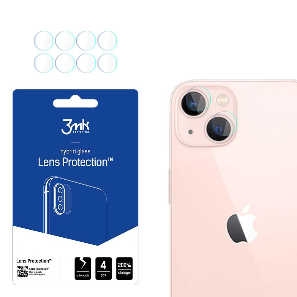 Pellicola protettiva per fotocamera posteriore 3MK Protection per Apple iPhone 14, Vetro Flessibile, Set da 4 pezzi, Trasparente