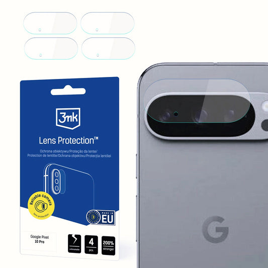 Pellicola protettiva per fotocamera posteriore 3MK Protection per Google Pixel 10 Pro, vetro flessibile, set da 4 pezzi, trasparente