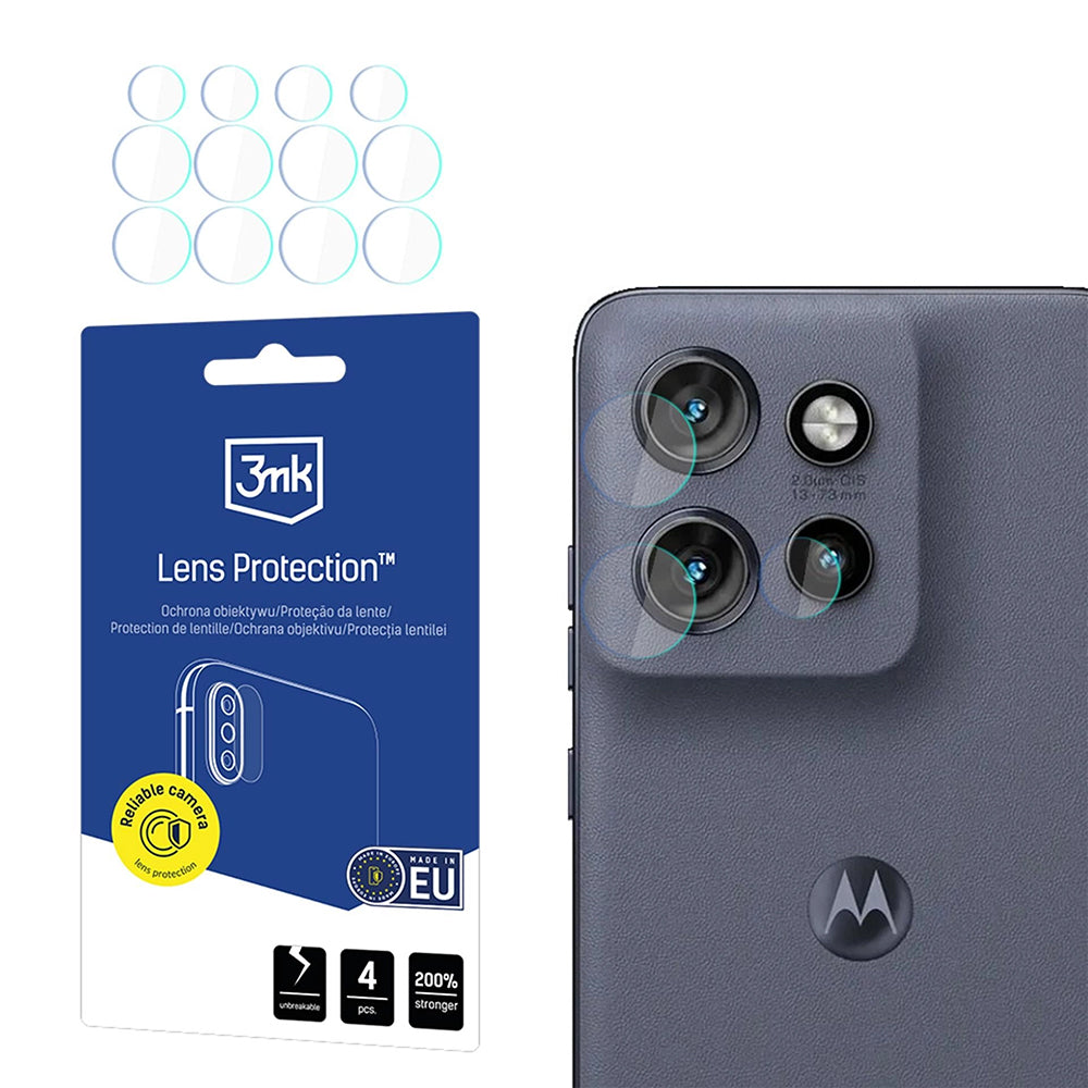 Pellicola Protettiva Posteriore per Fotocamera 3MK Protection per Motorola Edge 60 Neo, Vetro Flessibile, Set 4 pezzi, Trasparente