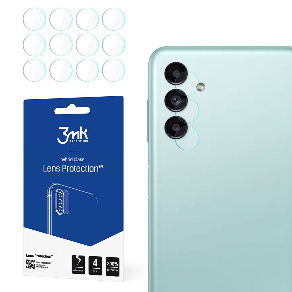 Pellicola protettiva per fotocamera posteriore 3MK Protection per Samsung Galaxy A13 5G A136, Vetro Flessibile, Set da 4 pezzi, Trasparente