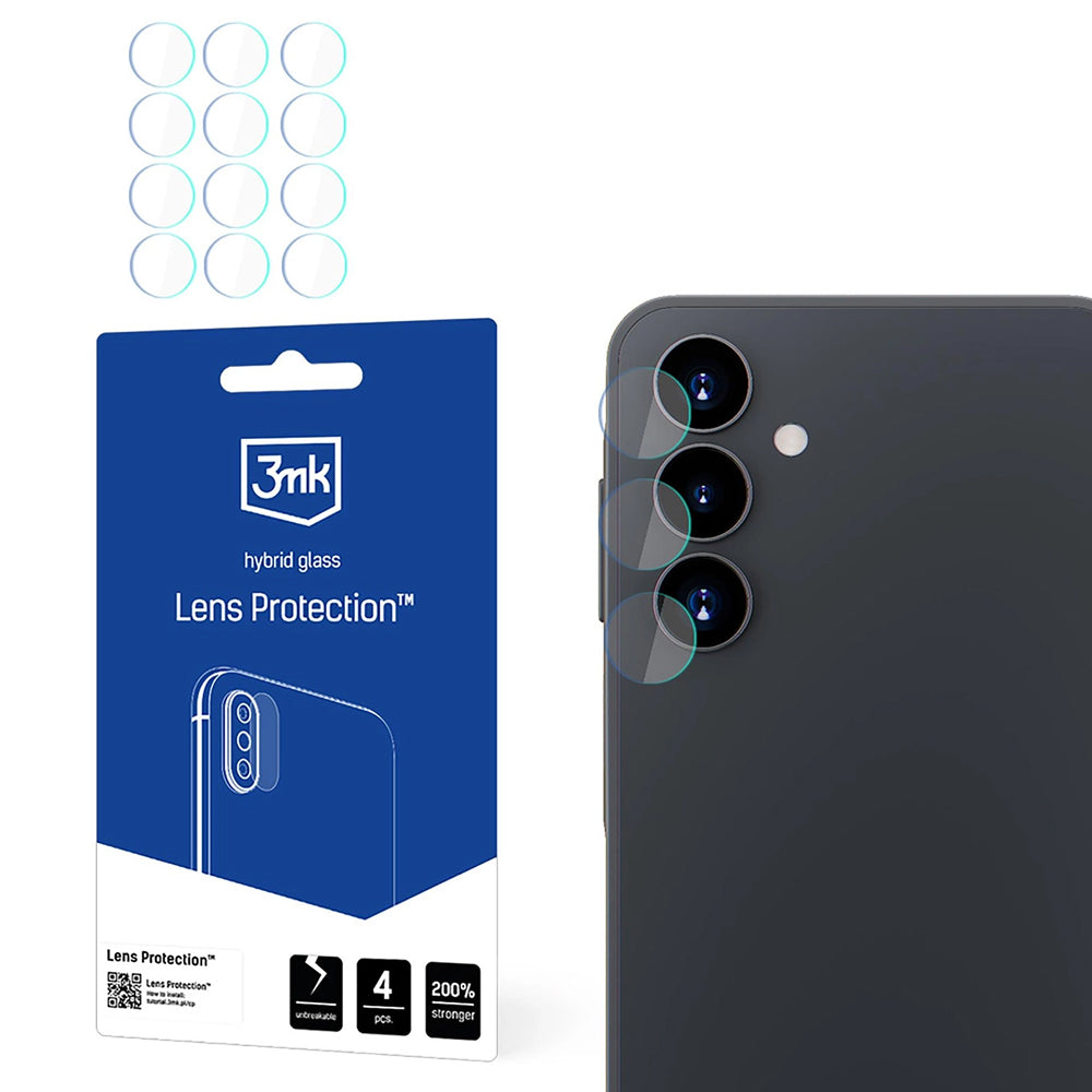 Pellicola protettiva per fotocamera posteriore 3MK Protection per Samsung Galaxy A16 5G A166 / A16 4G A165, Vetro Flessibile, Set da 4 pezzi, Trasparente
