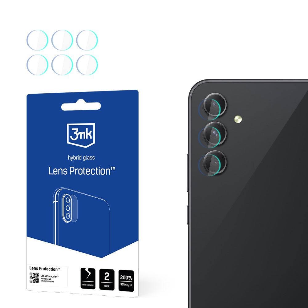 Pellicola protettiva per fotocamera posteriore 3MK Protection per Samsung Galaxy A54 A546, vetro flessibile, set da 4 pezzi, trasparente