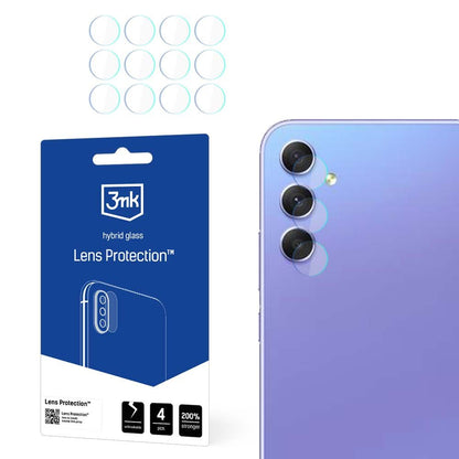 Pellicola protettiva per fotocamera posteriore 3MK Protection per Samsung Galaxy A55 5G A556 / A35 5G A356, Vetro Flessibile, Set da 4 pezzi, Trasparente